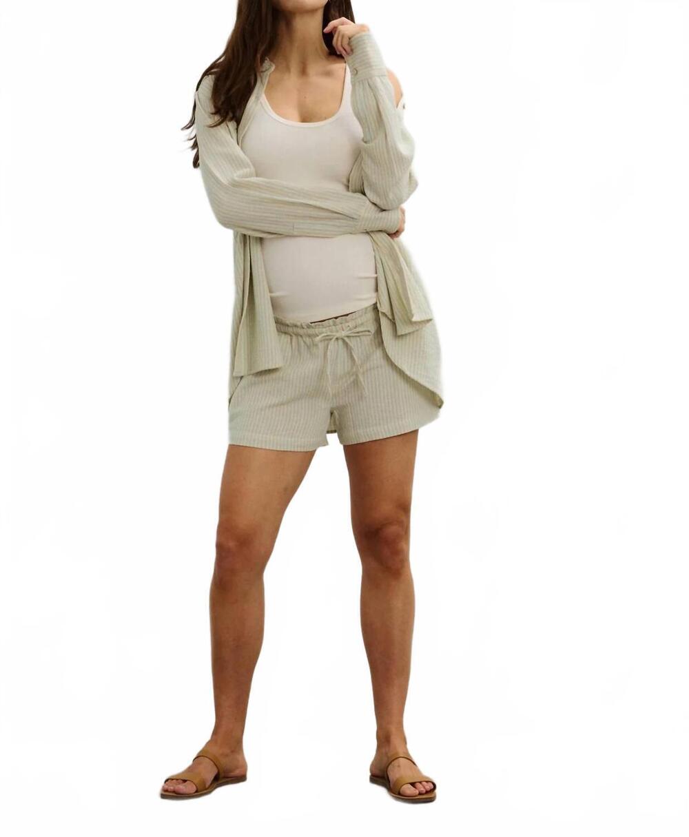 NEW HATCH lightweight classic buttondown shirt -maternity in natural blue stripe